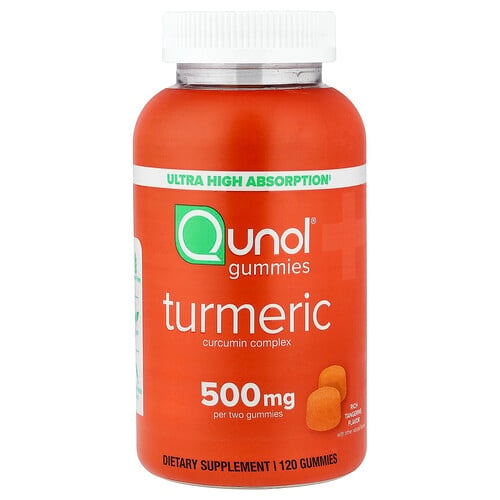 Qunol Turmeric Curcumin Complex Rich Tangerine 120 Gummies 250 Mg Per Gummy product image