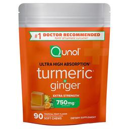 Qunol Turmeric Ginger Tropical Fruit 90 Soft Chews