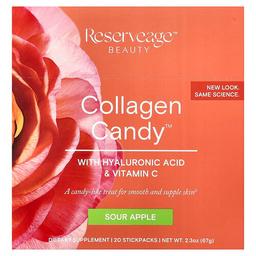 Reserveage Beauty Collagen Candy With Hyaluronic Acid Vitamin C Sour Apple 20 Stickpacks 0 1 Oz 3 35 G Each