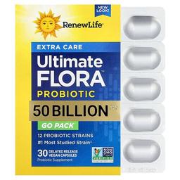 Renew Life Extra Care Go Pack Ultimate Flora Probiotic 50 Billion Cfu 30 Delayed Release Vegan Capsules