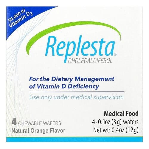 Replesta Cholecalciferol Vitamin D3 Natural Orange 50 000 Iu 4 Chewable Wafers 0 1 Oz 3 G Each product image