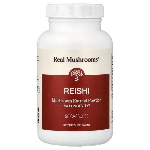 Real Mushrooms Reishi Mushroom Extract Powder 90 Capsules 500 Mg Per Capsule product image