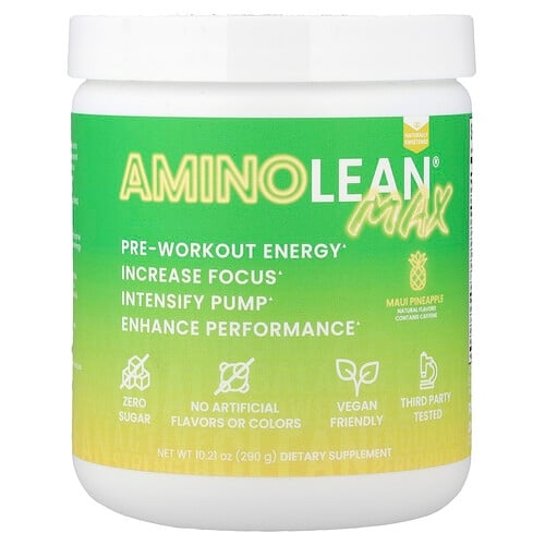 Rsp Nutrition Aminolean Max Pre Workout Energy Maui Pineapple 10 21 Oz 290 G product image