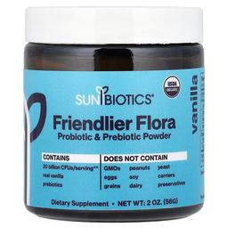 Sunbiotics Friendlier Flora Probiotic Prebiotic Powder Vanilla 2 Oz 56 G