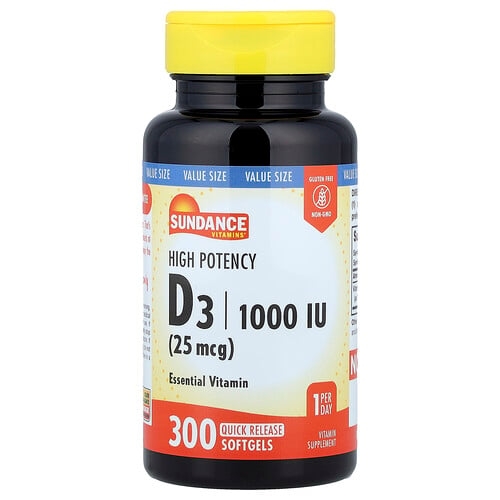 Sundance Vitamins High Potency D3 25 Mcg 1 000 Iu 300 Quick Release Softgels product image