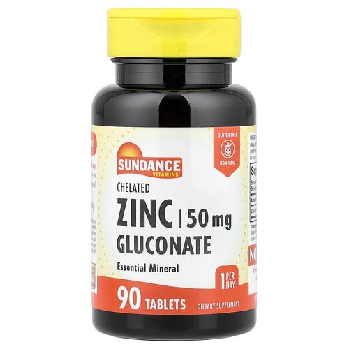 Sundance Vitamins Chelated Zinc Gluconate 50 Mg 90 Tablets product image