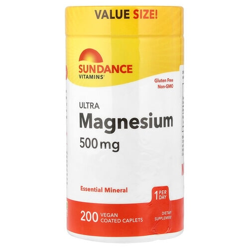 Sundance Vitamins Ultra Magnesium 500 Mg 200 Vegan Coated Caplets product image