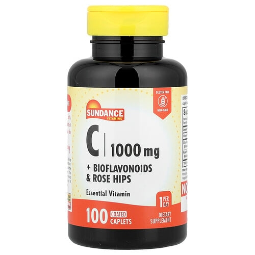 Sundance Vitamins C Bioflavonoids Rose Hips 100 Coated Caplets product image