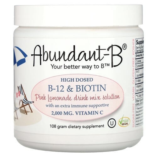 Sufficient C Abundant B High Dosed B 12 Biotin Drink Mix Pink Lemonade 108 G product image