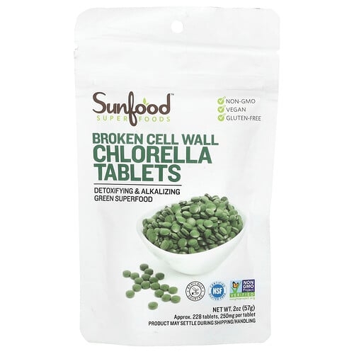 Sunfood Broken Cell Wall Chlorella Tablets 250 Mg Approx 228 Tablets 2 Oz 57 G product image