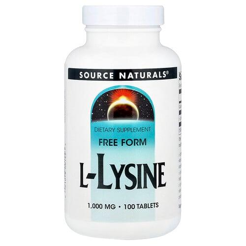 소스 네츄럴 Source Naturals, l-라이신, 1,000mg, 100정 product image