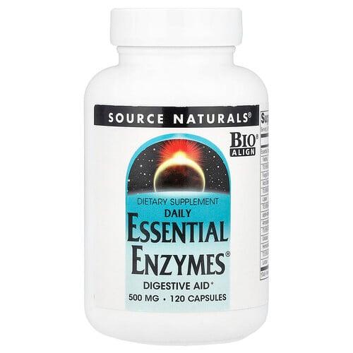 소스 네츄럴 Source Naturals, Daily Essential Enzymes®, 500mg, 캡슐 120정 product image