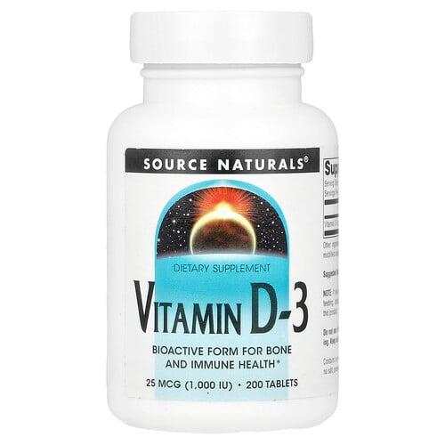 Source Naturals Vitamin D 3 25 Mcg 1 000 Iu 200 Tablets product image