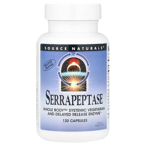 Source Naturals Serrapeptase 120 Capsules 60 000 Spu Per Capsule product image