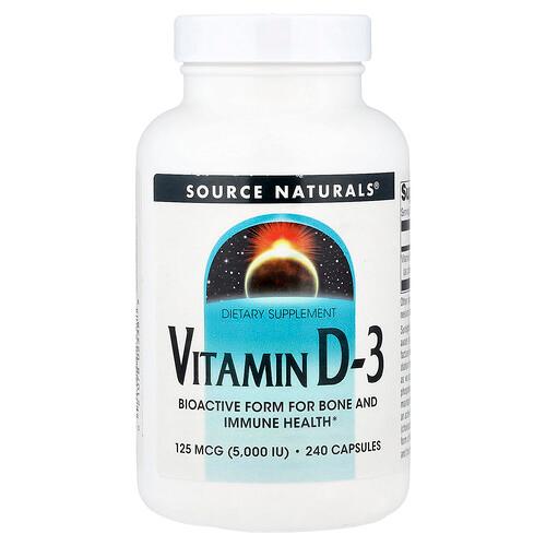 Source Naturals Vitamin D 3 125 Mcg 5 000 Iu 240 Capsules product image