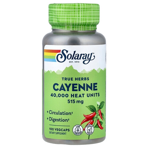 Solaray True Herbs Cayenne 515 Mg 100 Vegcaps product image