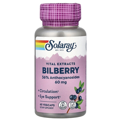 Solaray Vital Extracts Bilberry 60 Mg 60 Vegcaps product image