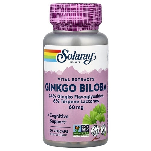 Solaray Vital Extracts Ginkgo Biloba 60 Mg 60 Vegcaps product image