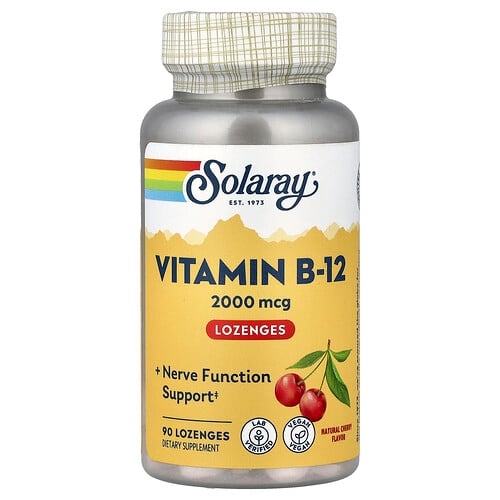 Solaray Vitamin B 12 Natural Cherry 2 000 Mcg 90 Lozenges product image