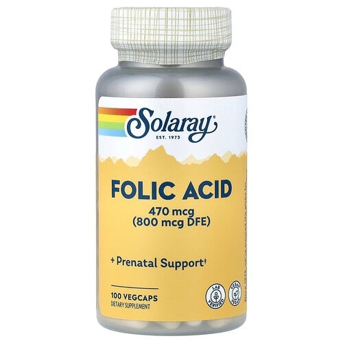 Solaray Folic Acid 470 Mcg 800 Mcg Dfe 100 Vegcaps product image