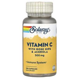Solaray Vitamin C With Rose Hips Acerola 500 Mg 100 Capsules
