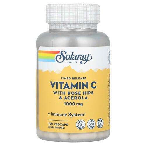 Solaray Timed Release Vitamin C With Rose Hips Acerola 1 000 Mg 100 Vegcaps product image