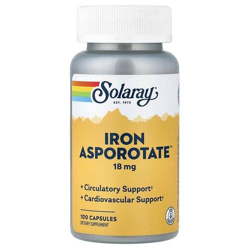 Solaray Iron Asporotate 18 Mg 100 Capsules product image