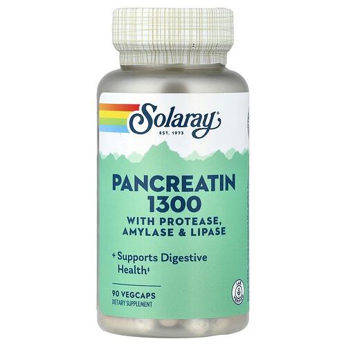 소라레이 Solaray, 판크레아틴 1300, 프로테아제, 아밀라아제 및 리파아제 함유, 베지 캡슐 90정 product image