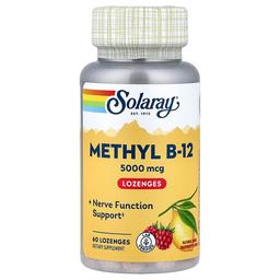 Solaray Methyl B 12 Lozenges Natural Lemon Raspberry 5 000 Mcg 60 Lozenges