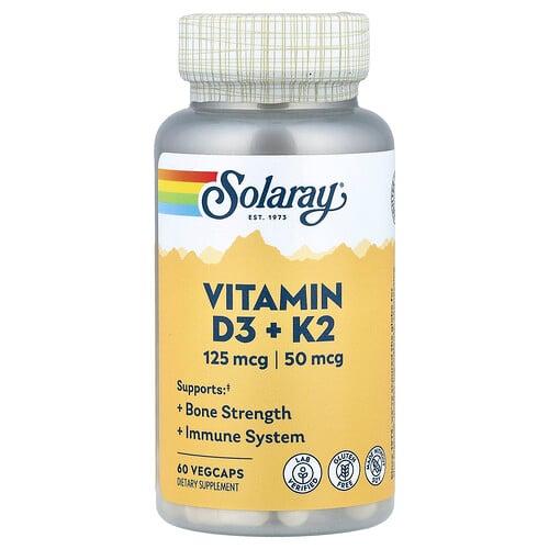 Solaray Vitamin D3 K2 60 Vegcaps product image