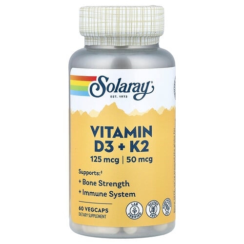 Solaray Vitamin D3 K2 60 Vegcaps product image