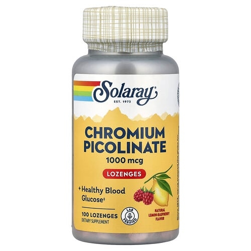 Solaray Chromium Picolinate Lozenges Natural Lemon Raspberry 1 000 Mcg 100 Lozenges product image