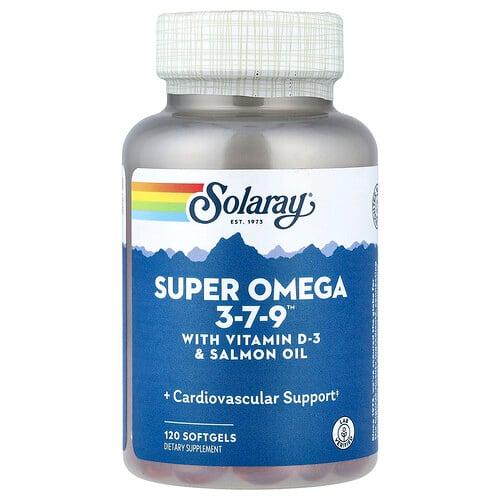 Solaray Super Omega 3 7 9 With Vitamin D 3 Salmon Oil 120 Softgels