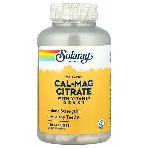Solaray Cal Mag Citrate 2 1 Ratio 180 Capsules product image