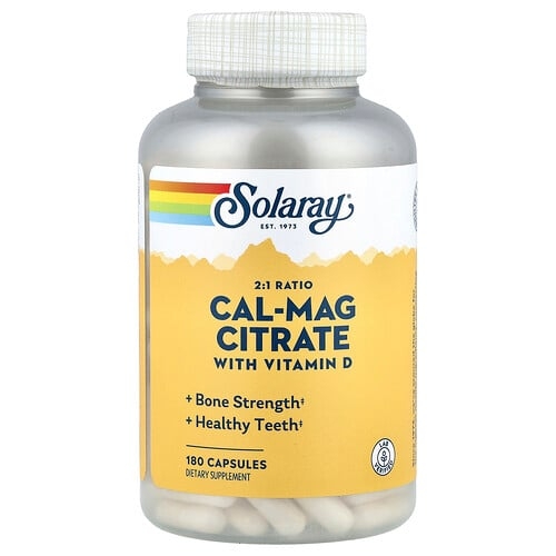 Solaray Cal Mag Citrate With Vitamin D 2 1 Ratio 180 Capsules product image