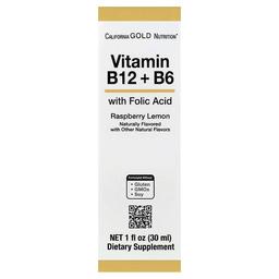 California Gold Nutrition Vitamin B12 As Cyanocobalamin With Vitamin B6 And Folic Acid Raspberry Lemon 1 Fl Oz 30 Ml