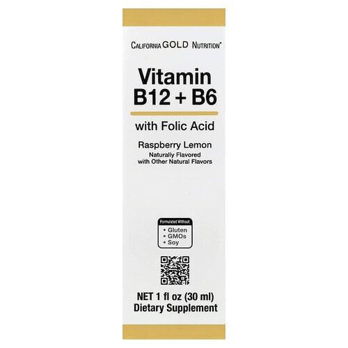 California Gold Nutrition Vitamin B12 As Cyanocobalamin With Vitamin B6 And Folic Acid Raspberry Lemon 1 Fl Oz 30 Ml product image