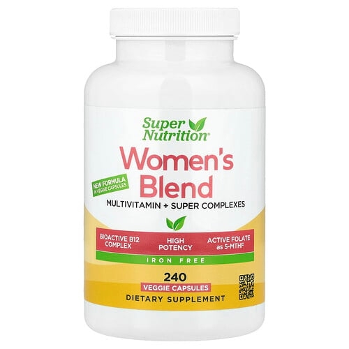Super Nutrition Women S Multivitamin With Super Herb Flower Complex A Super Bluegreen Complex And A Super Spice Complex Iron Free 240 Veggie Capsules product image