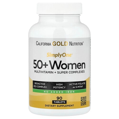 California Gold Nutrition Simplyone 50 Women Multivitamin Super Complexes With Vitamin A Vitamin C Minerals And Botanicals Iron Free 90 Tablets product image