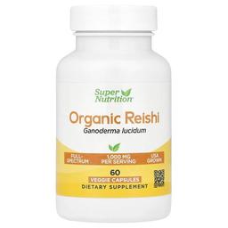 Super Nutrition Organic Reishi Mushroom 1 G 60 Veggie Capsules 0 5 G Per Capsule