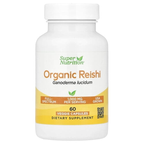 Super Nutrition Organic Reishi Mushroom 1 G 60 Veggie Capsules 0 5 G Per Capsule product image