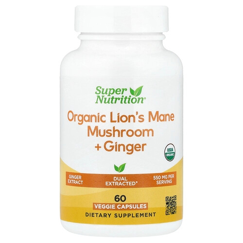 Super Nutrition Organic Lion S Mane Mushroom Ginger 60 Veggie Capsules product image
