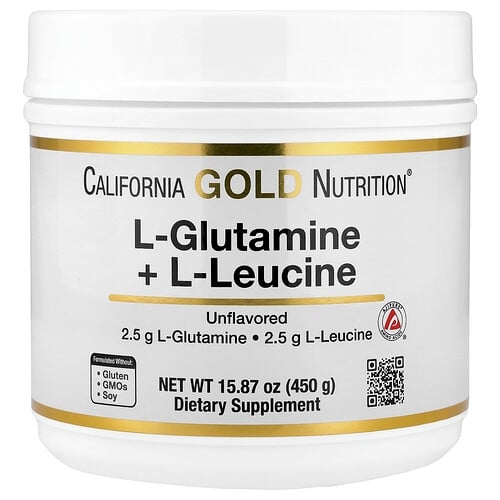 California Gold Nutrition L Glutamine L Leucine Unflavored 15 87 Oz 450 G product image