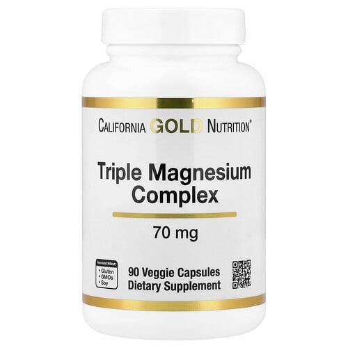 California Gold Nutrition Triple Magnesium Complex 70 Mg 90 Veggie Capsules product image