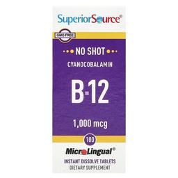 Superior Source Cyanocobalamin B12 1 000 Mcg 100 Microlingual Instant Dissolve Tablets