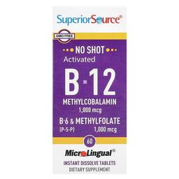 Superior Source Activated B 12 Methylcobalamin B 6 P 5 P Methylfolate 60 Microlingual Instant Dissolve Tablets