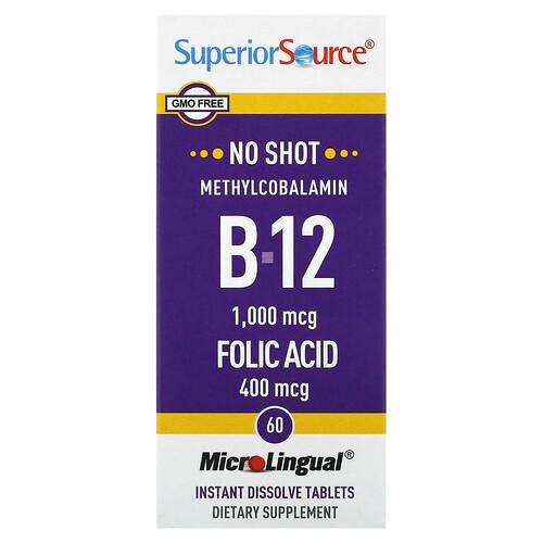 Superior Source Methylcobalamin B 12 Folic Acid 60 Instant Dissolve Tablets product image