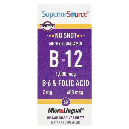 Superior Source Methylcobalamin B 12 B 6 Folic Acid 60 Microlingual Instant Dissolve Tablets product image