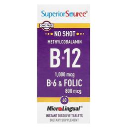 Superior Source Methylcobalamin B 12 B 6 Folic 60 Microlingual Instant Dissolve Tablets