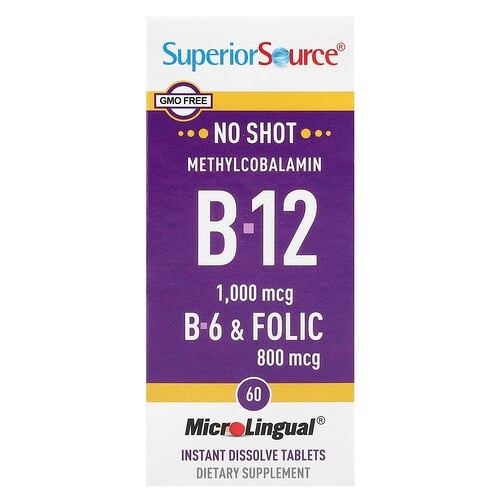 Superior Source Methylcobalamin B 12 B 6 Folic 60 Microlingual Instant Dissolve Tablets product image